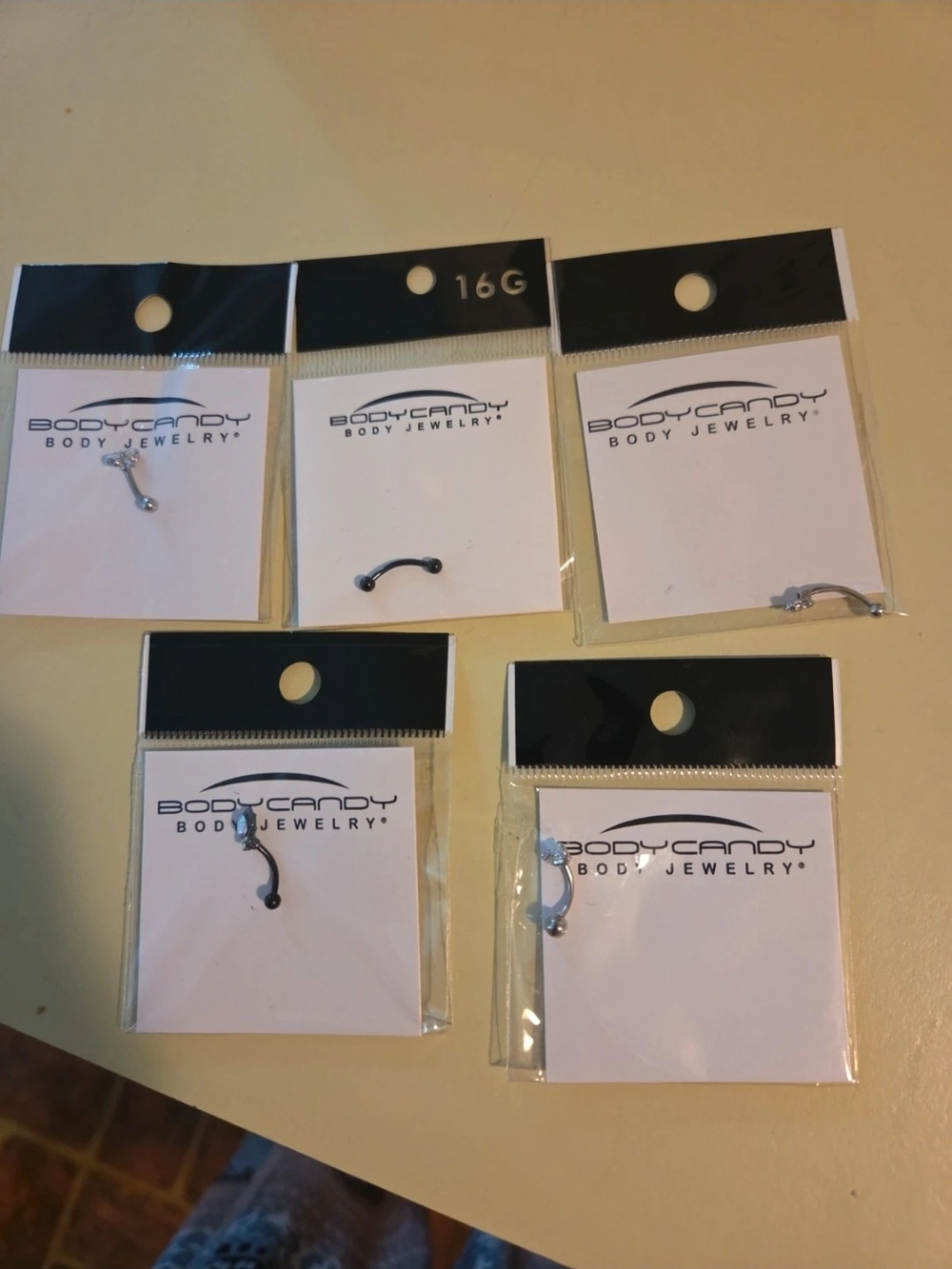 Body Candy Lot Of 5 Eyebrow Rings 16G
